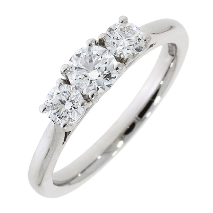 Platinum Graduated Three Stone Diamond 0.78ct Claw Set Trilogy Ring