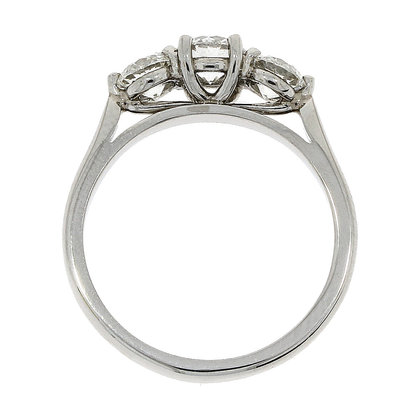 Platinum Graduated Three Stone Diamond 1.20ct Claw Set Trilogy Ring