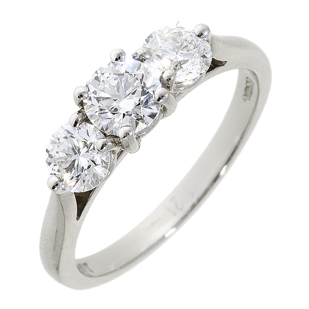 Platinum Graduated Three Stone Diamond 1.20ct Claw Set Trilogy Ring
