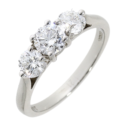 Platinum Graduated Three Stone Diamond 1.20ct Claw Set Trilogy Ring