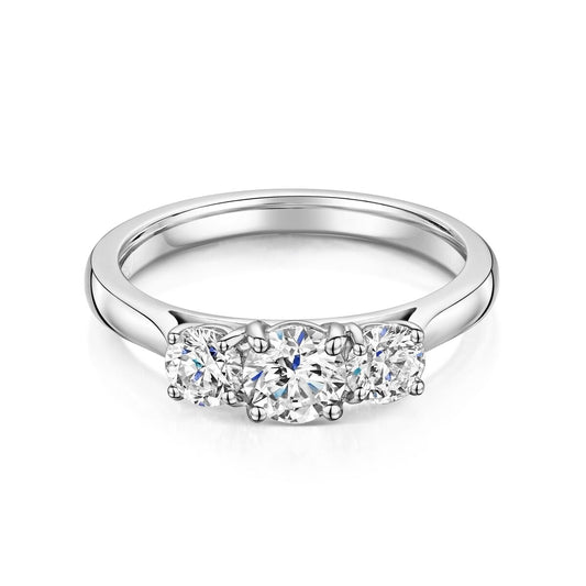 Platinum Graduated Three Stone Diamond 1.50ct Claw Set Trilogy Ring