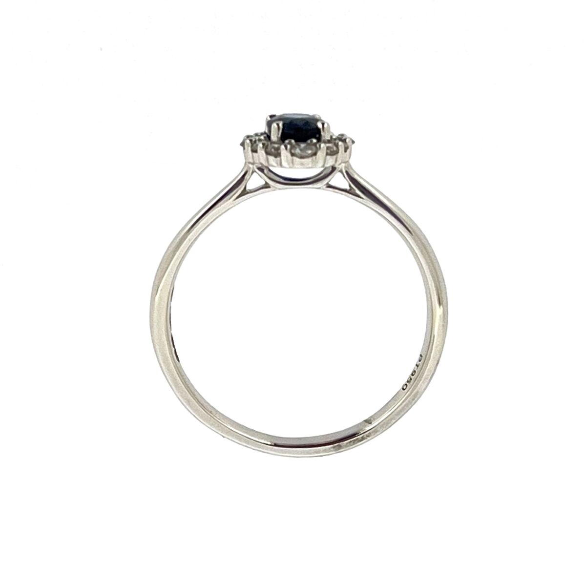 Platinum Oval Sapphire & Diamond Set Cluster Ring