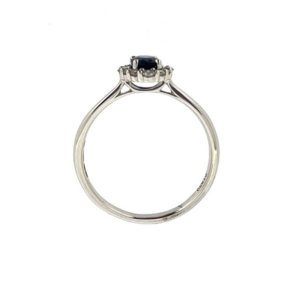 Platinum Oval Sapphire & Diamond Set Cluster Ring