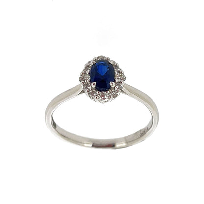 Platinum Oval Sapphire & Diamond Set Cluster Ring