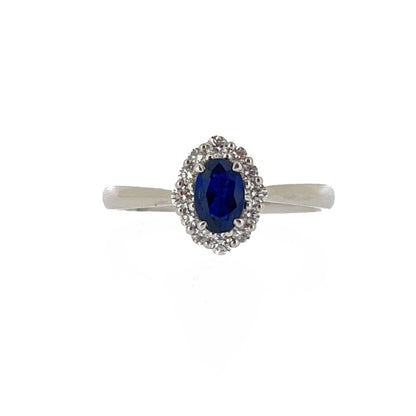 Platinum Oval Sapphire & Diamond Set Cluster Ring