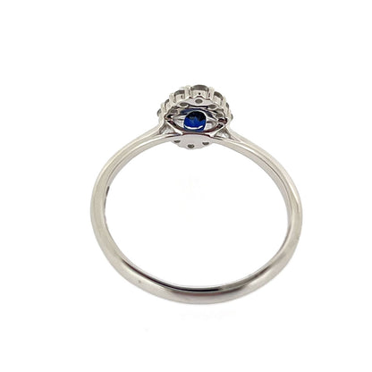 Platinum Oval Sapphire & Diamond Set Cluster Ring