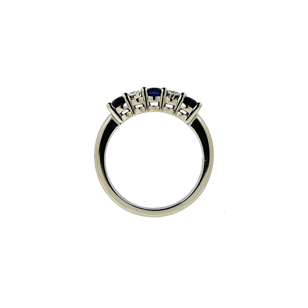 Platinum Oval Sapphire & Diamond Set Five Stone Half Eternity Ring