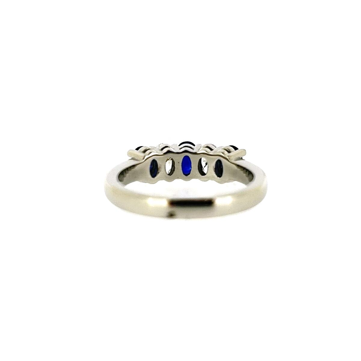 Platinum Oval Sapphire & Diamond Set Five Stone Half Eternity Ring