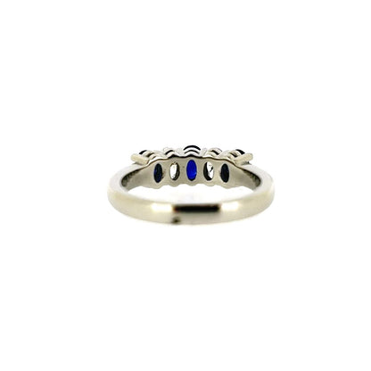 Platinum Oval Sapphire & Diamond Set Five Stone Half Eternity Ring