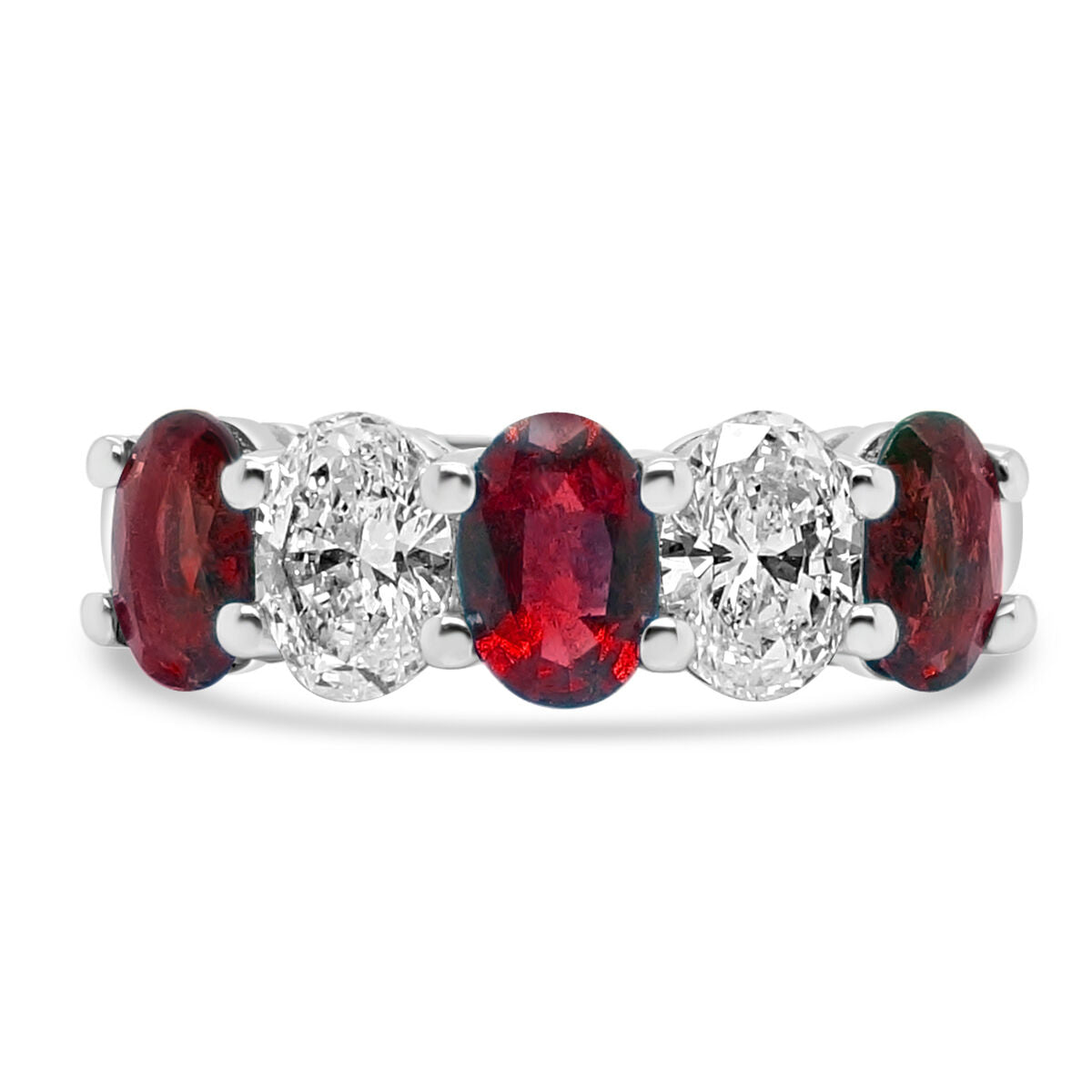 Platinum Ruby & Diamond Set Five Stone Half Eternity Ring