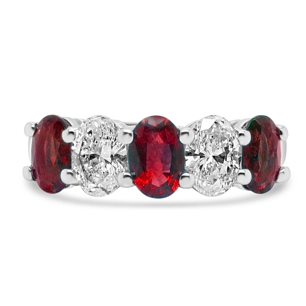 Platinum Ruby & Diamond Set Five Stone Half Eternity Ring – TB Mitchell