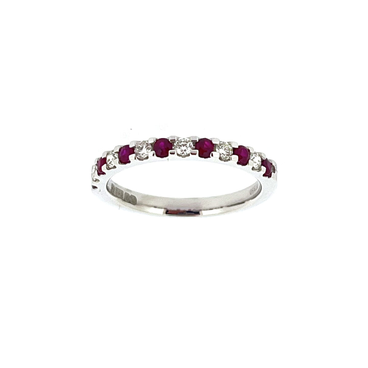 Platinum Ruby & Diamond Set Half Eternity Ring