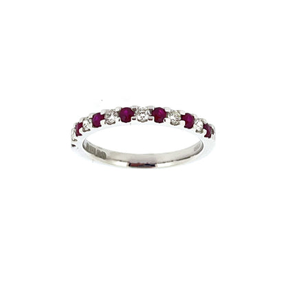 Platinum Ruby & Diamond Set Half Eternity Ring
