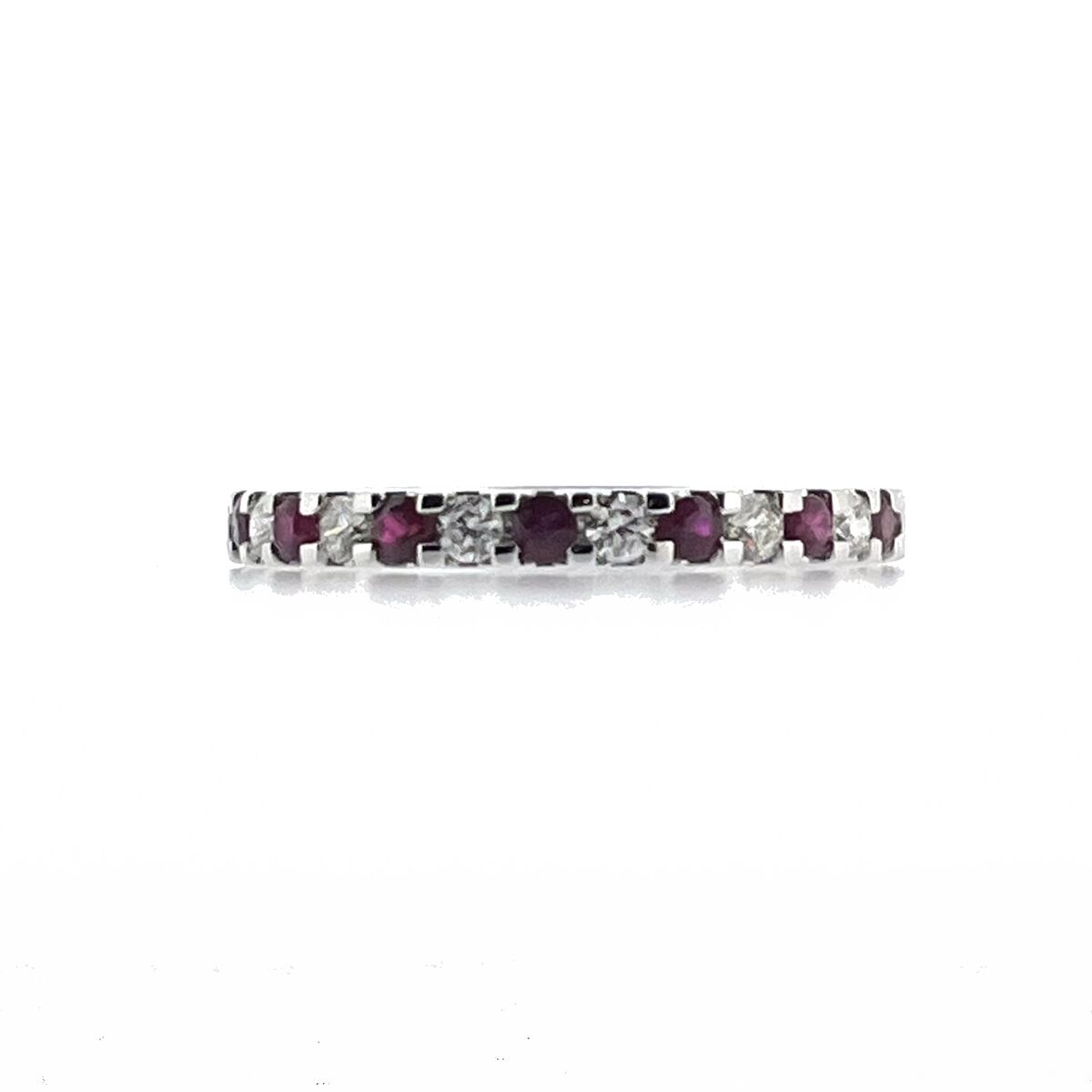 Platinum Ruby & Diamond Set Half Eternity Ring