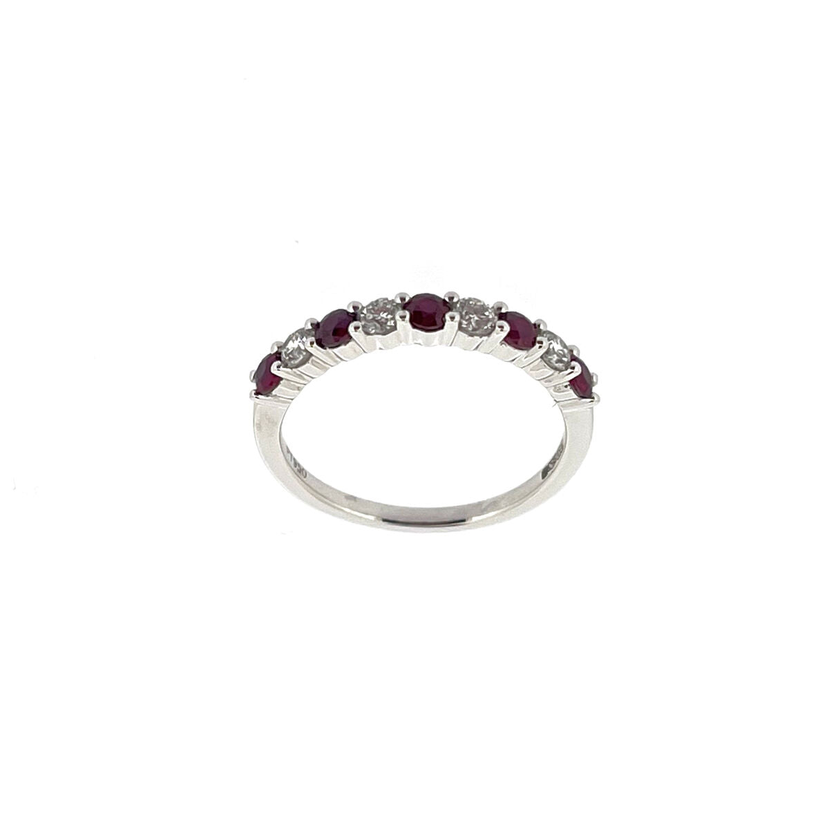 Platinum Ruby & Diamond Set Half Eternity Ring