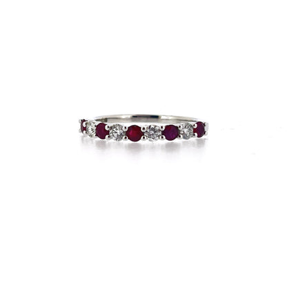 Platinum Ruby & Diamond Set Half Eternity Ring