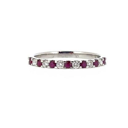 Platinum Ruby & Diamond Set Half Eternity Ring