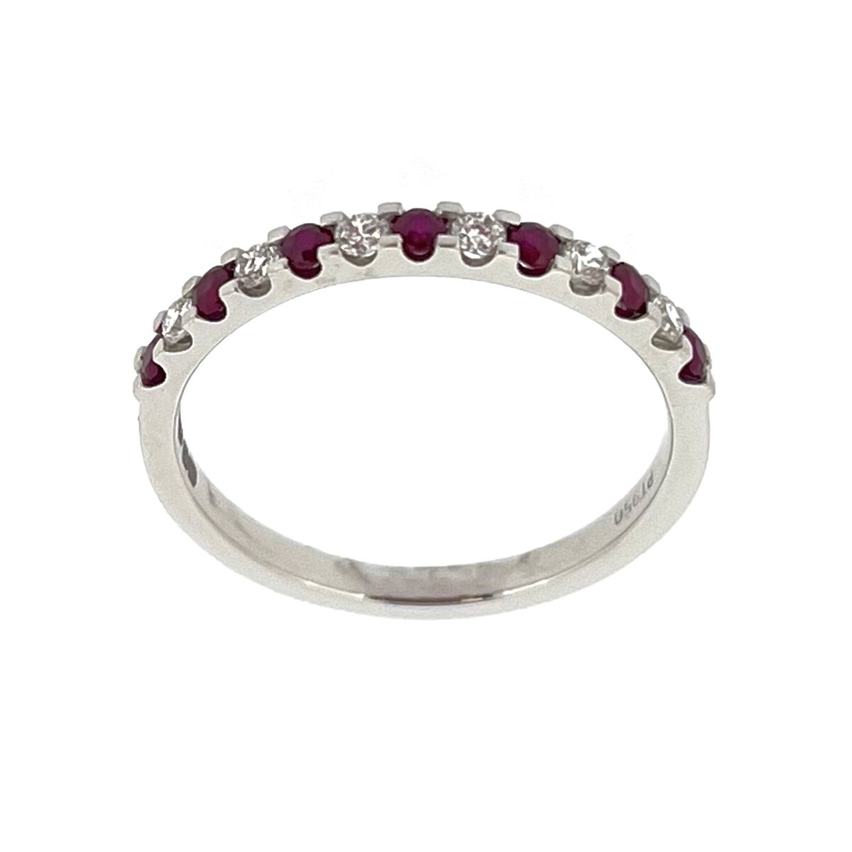 Platinum Ruby & Diamond Set Half Eternity Ring