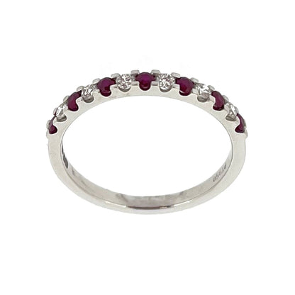 Platinum Ruby & Diamond Set Half Eternity Ring