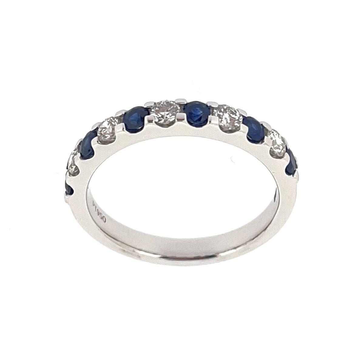 Platinum Sapphire & Diamond Eleven Stone Half Eternity Ring