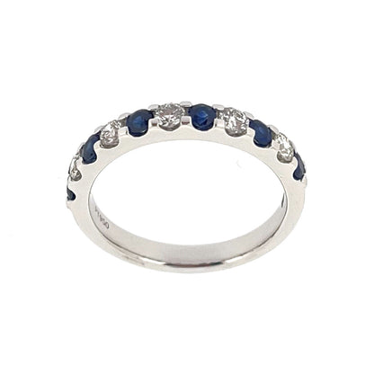 Platinum Sapphire & Diamond Eleven Stone Half Eternity Ring