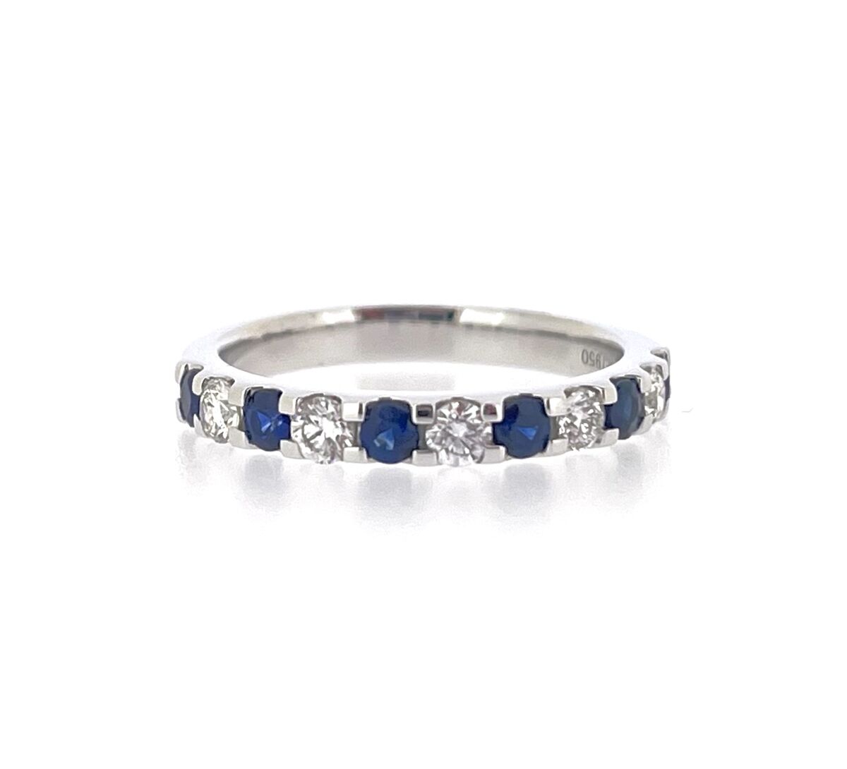 Platinum Sapphire & Diamond Eleven Stone Half Eternity Ring