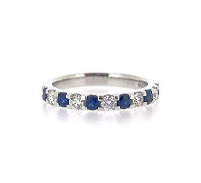 Platinum Sapphire & Diamond Eleven Stone Half Eternity Ring