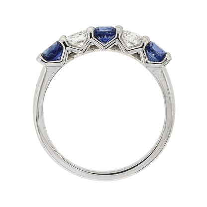 Platinum Sapphire & Diamond Five Stone Half Eternity Ring
