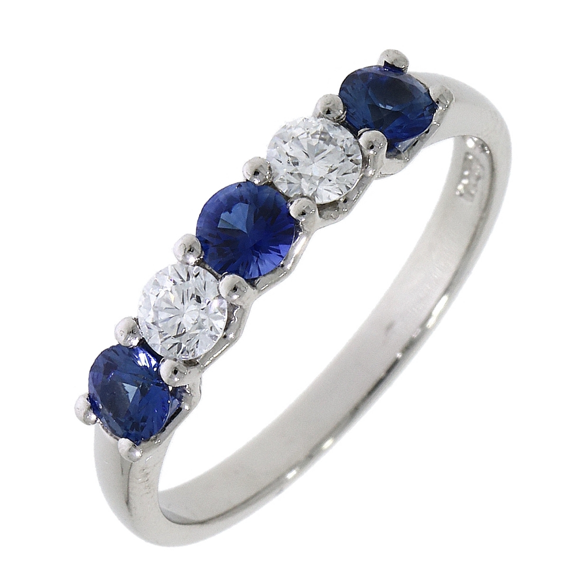 Platinum Sapphire & Diamond Five Stone Half Eternity Ring