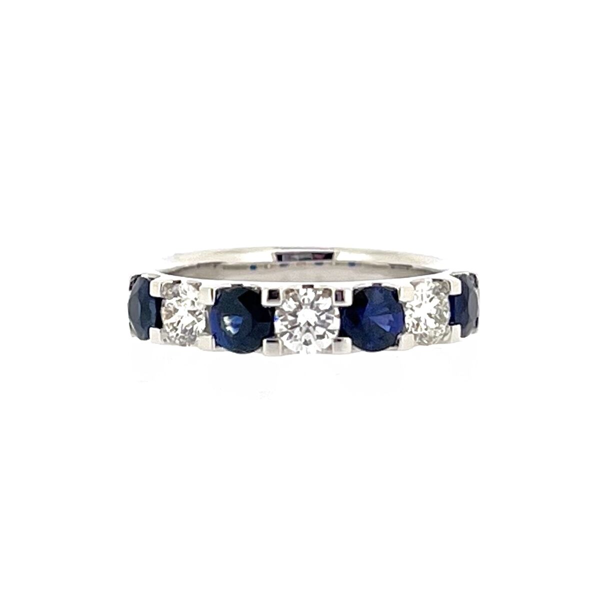 Platinum Sapphire & Diamond Seven Stone Half Eternity Ring