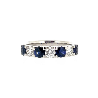 Platinum Sapphire & Diamond Seven Stone Half Eternity Ring
