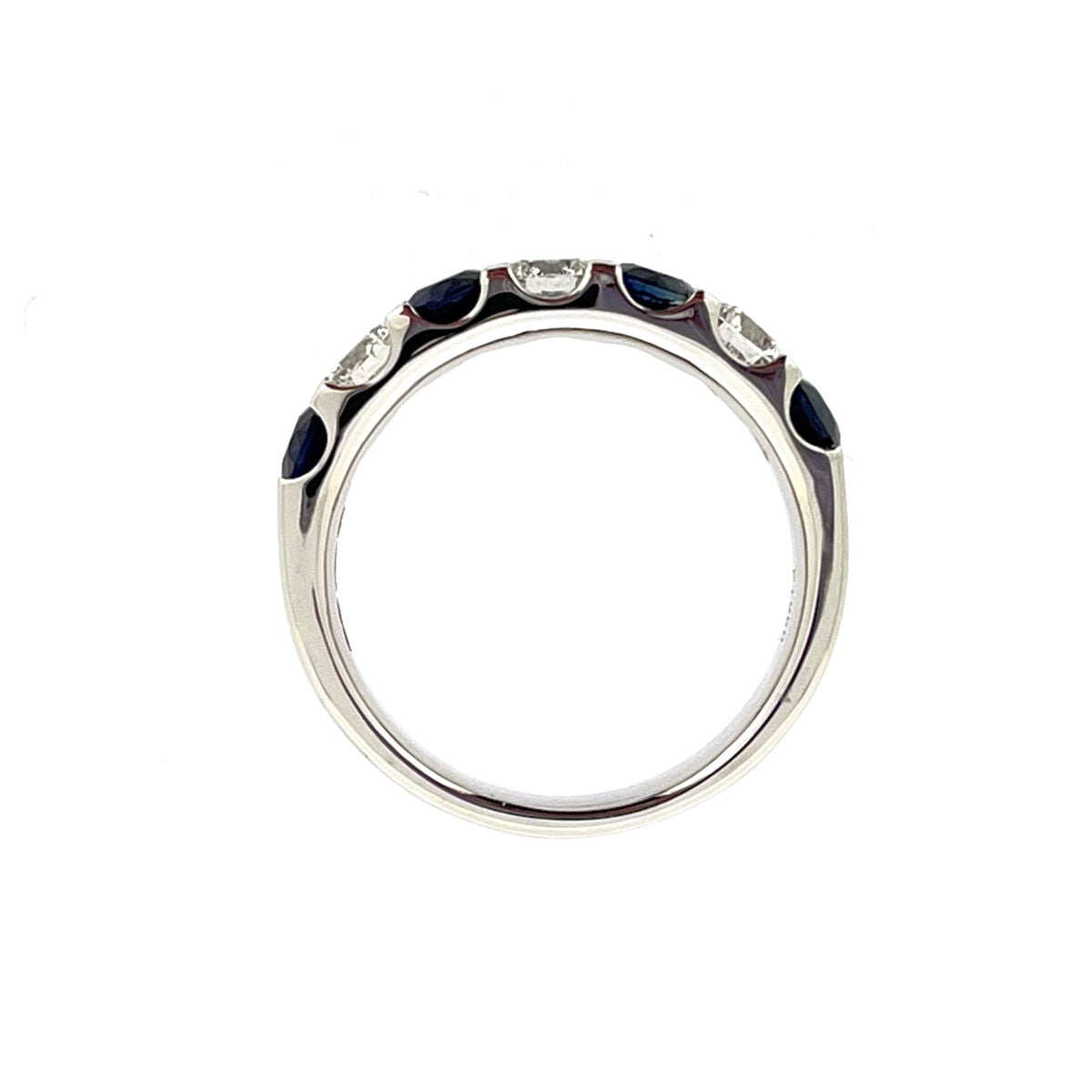 Platinum Sapphire & Diamond Seven Stone Half Eternity Ring