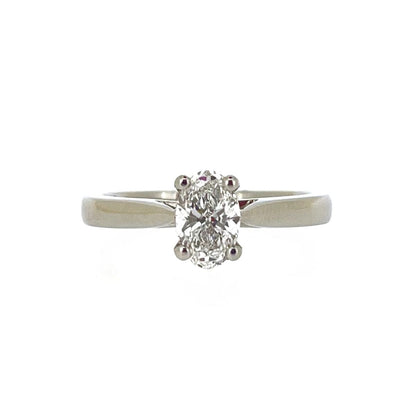 Platinum Solitaire 4 Claw Set 0.70ct Single Stone Oval Cut Diamond Ring