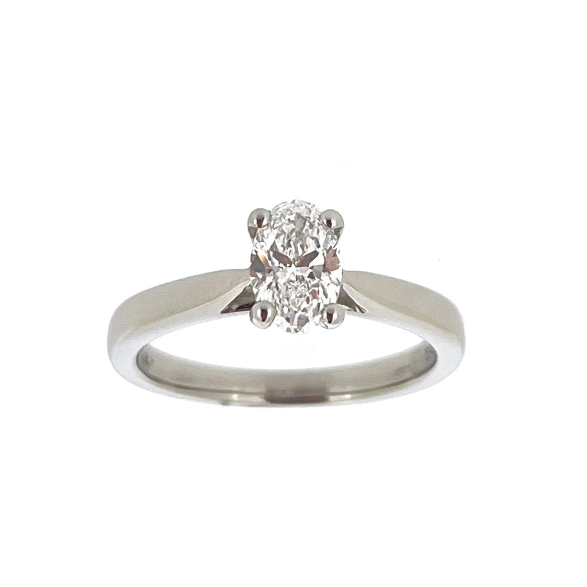 Platinum Solitaire 4 Claw Set 0.70ct Single Stone Oval Cut Diamond Ring