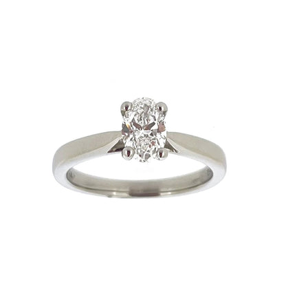 Platinum Solitaire 4 Claw Set 0.70ct Single Stone Oval Cut Diamond Ring