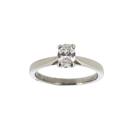 Platinum Solitaire 4 Claw Set 0.50ct Single Stone Oval Cut Diamond Ring