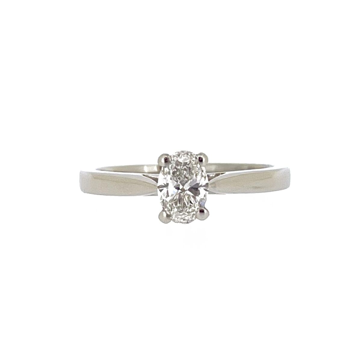 Platinum Solitaire 4 Claw Set 0.50ct Single Stone Oval Cut Diamond Ring