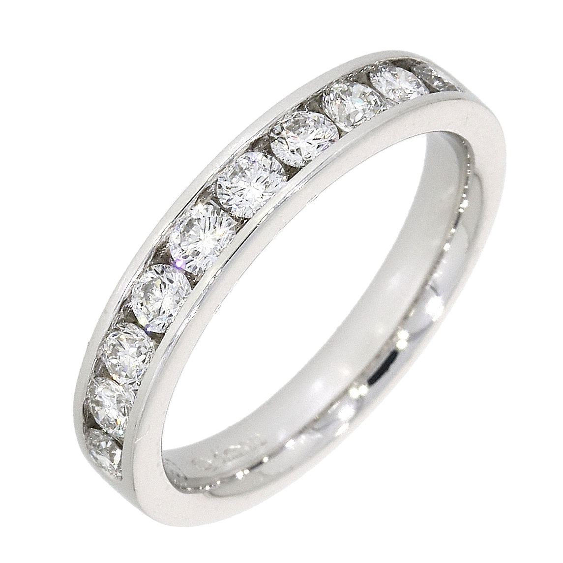 Platinum Ten Stone Diamond Channel Set 0.75ct Half Eternity Ring 