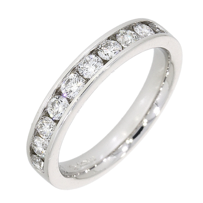 Platinum Ten Stone Diamond Channel Set 0.75ct Half Eternity Ring 