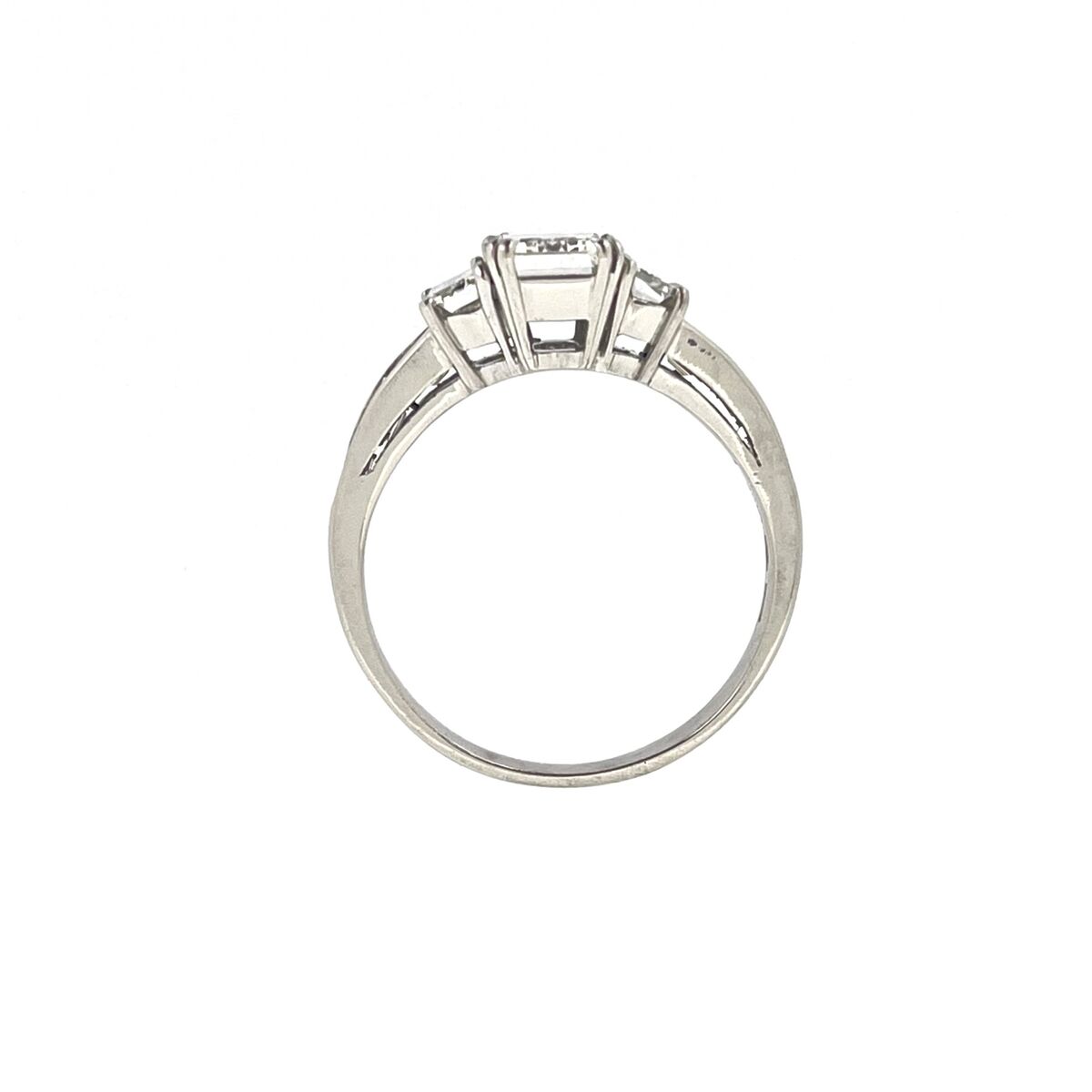 Pre-Owned 18ct White Gold Three Stone Diamond 3.00ct Emerald & Baguette Cut Trilogy Ring