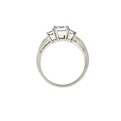 Pre-Owned 18ct White Gold Three Stone Diamond 3.00ct Emerald & Baguette Cut Trilogy Ring