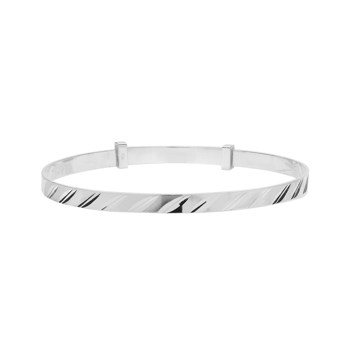 Sterling Silver Diamond Cut Expanding Christening Bangle
