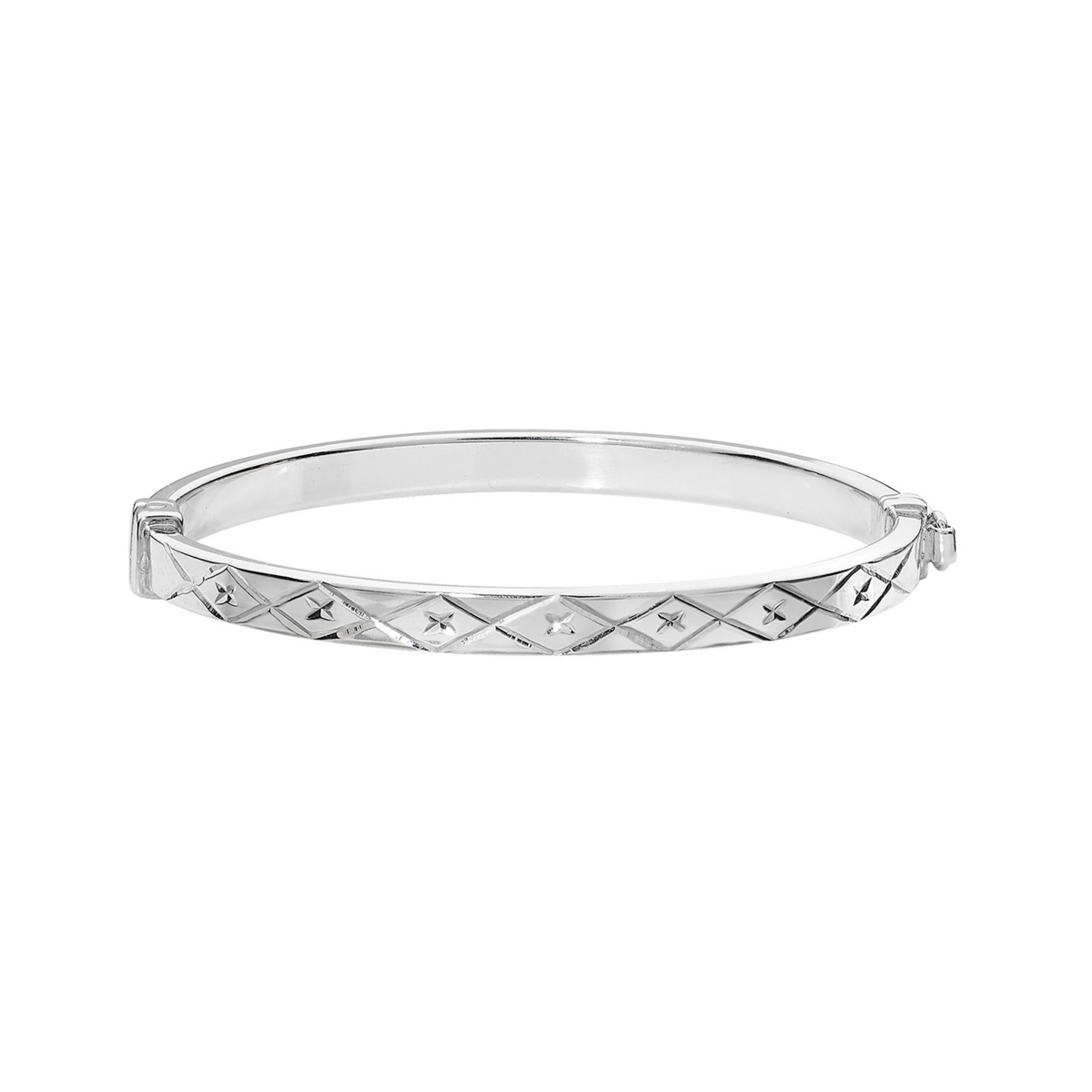 Sterling Silver Diamond Cut Expanding Christening Bangle