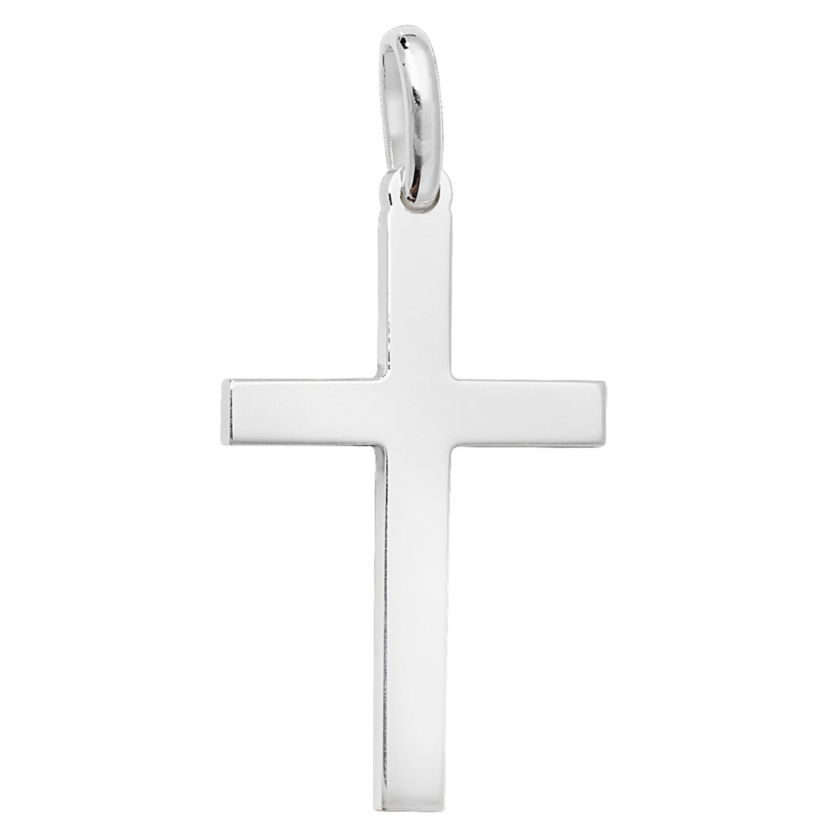 Sterling Silver Plain Polished Cross Pendant Necklace