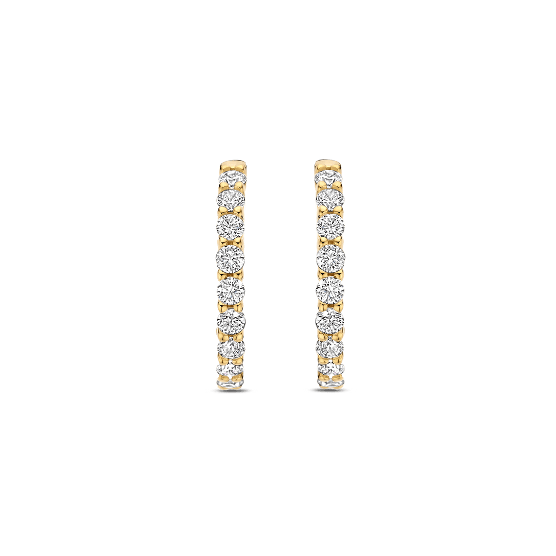 TI SENTO Gold Plated Sterling Silver Cubic Zirconia Set Huggy Hoop Earrings