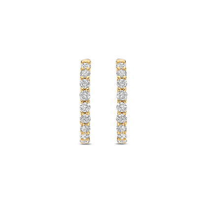 TI SENTO Gold Plated Sterling Silver Cubic Zirconia Set Huggy Hoop Earrings