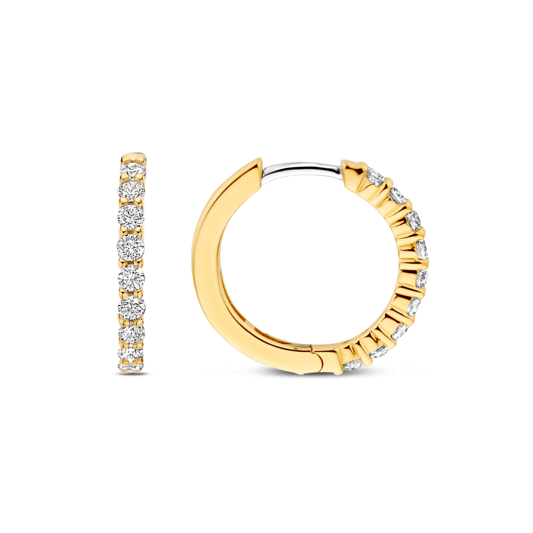 TI SENTO Gold Plated Sterling Silver Cubic Zirconia Set Huggy Hoop Earrings