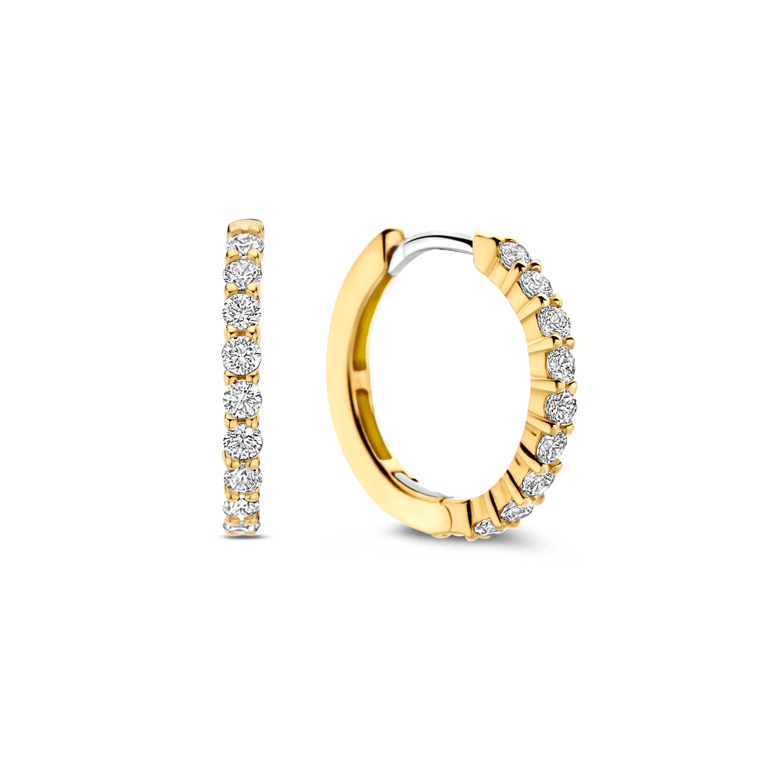 TI SENTO Gold Plated Sterling Silver Cubic Zirconia Set Huggy Hoop Earrings