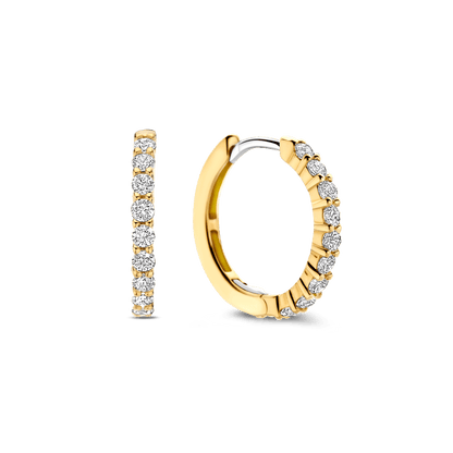 TI SENTO Gold Plated Sterling Silver Cubic Zirconia Set Huggy Hoop Earrings
