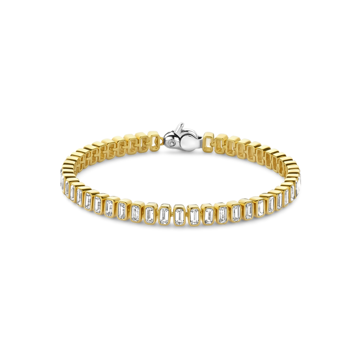 TI SENTO Gold Plated Sterling Silver Cubic Zirconia Set Tennis Bracelet